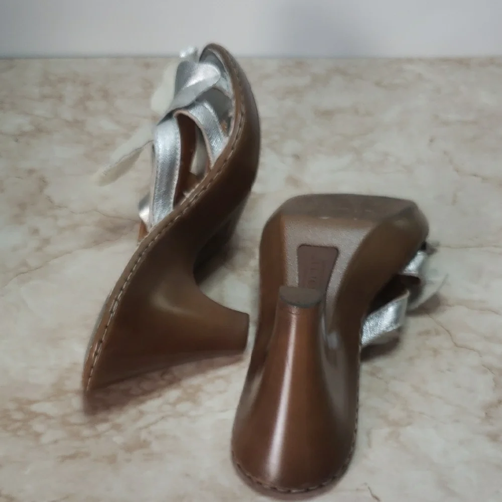 Born Women's Metallic Silver Heels